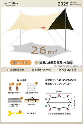 Avtomobil yan çətirləri Picnic Octagonal Black Glue-Coated - 26-octagonal-vinyl-canopy24m-high-pole-recommended-for-2-18-people-required