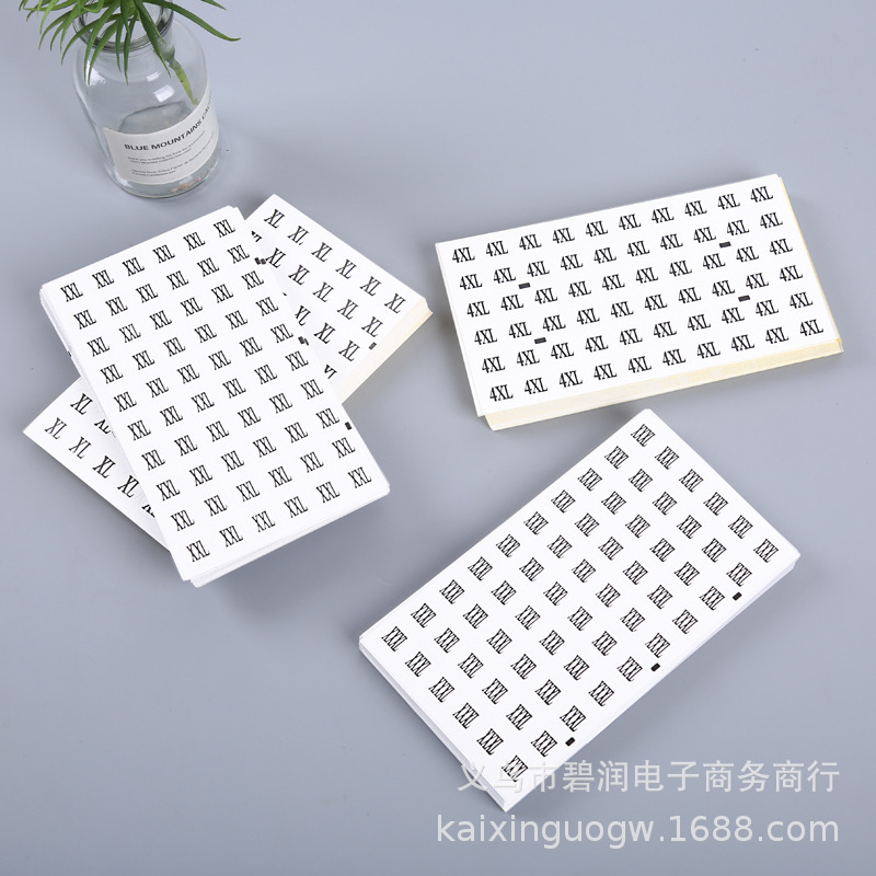 Clothing underwear white round size self-adhesive label clothing bra white black letter label tag sticker Clothing underwear white round size self-adhesive label clothing bra white black letter label tag sticker
