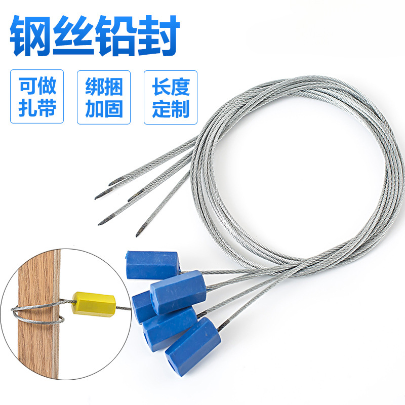 铅封钢丝一次性六角抽紧钢丝铅封条扎带封集装箱货车物流化工水表