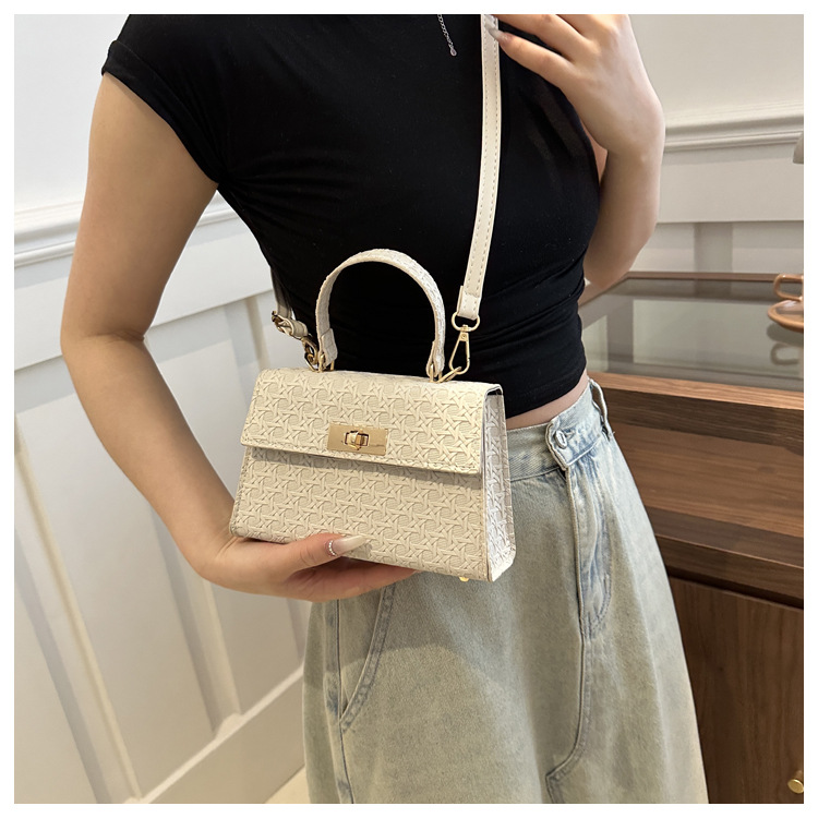 Kabelka s kamenným vzorem, nová, 2024, jednobarevná, ležérní, trendy, dámská, jednoduchá, diagonální, křížená, malá čtvercová, v západním stylu_voghion.com