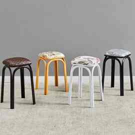 批发软面皮凳 布面圆凳子 铁腿三脚凳 简约叠小凳 四腿方凳子实木