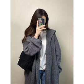 入深秋初冬季女韩系穿搭配一整套感连帽毛衣牛仔裤两件套装女