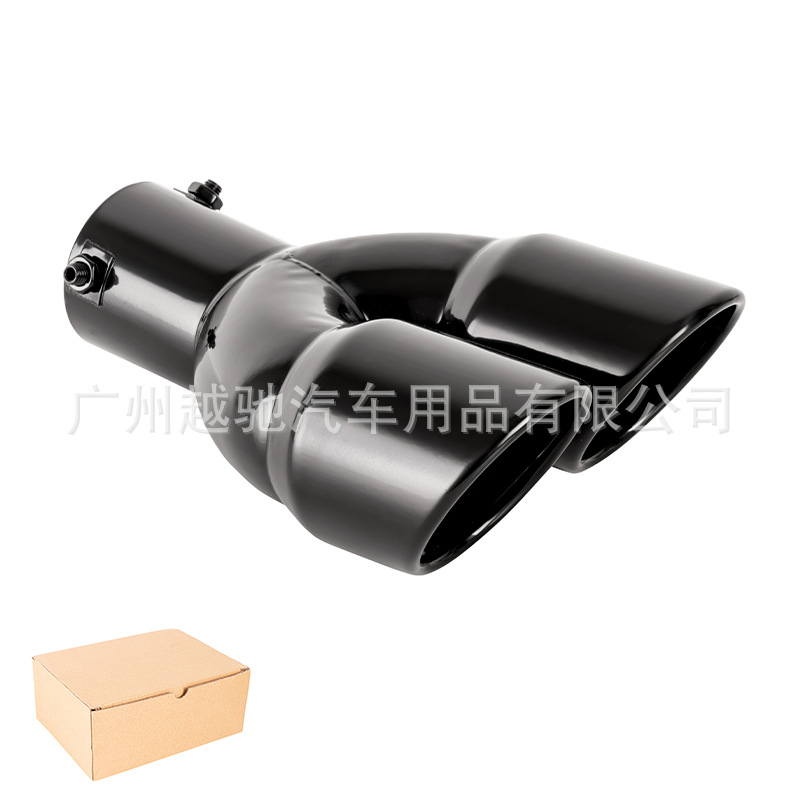 Tubo de escape de doble tubo modificado del automóvil uno fuera dos silenciador de garganta trasera decorativo tipo engrosado universal tubo de cola de garganta trasera de doble salida