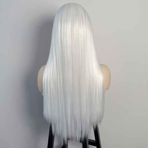 Anime wig female long hair white air air bangs long straight hair…