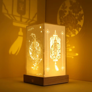 定制中秋节礼品纸雕小夜灯实木底座高透亚克力展示盒企业跨境出口