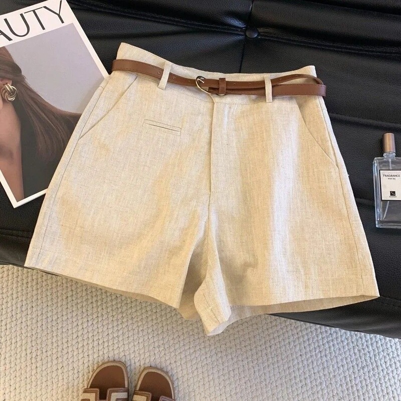 2026 Linen Shorts for Women, Korean Style New Wide-Leg Shorts for Outerwear, Summer Fashion Casual Shorts, Linen Pants for Women