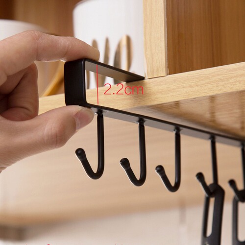 T kitchen iron traceless hook punch-free storage hanger multi-functional cabinet six-row hook metal hook