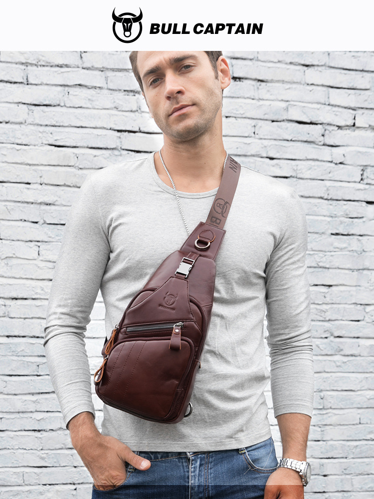 Captain Niu's High-End Guangzhou Leather Shoulder Crossbody First-Layer Cowhide Men's Chest Bag Genuine Leather Tablet iPad Mobile Phone Bag Captain Niu's High-End Guangzhou Leather Shoulder Crossbody First-Layer Cowhide Men's Chest Bag Genuine Leather Tablet iPad Mobile Phone Bag