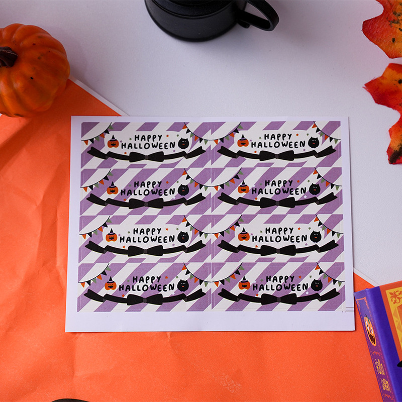8枚价 跨境新款happy halloween 方形南瓜幽灵长条贴纸礼物封口贴|undefined