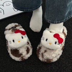 冬の新作、超暖かくて可愛いカップル向け綿スリッパ、女性用ホームスリッパ、ふわふわで滑り止め付きのワンライン綿スリッパ
