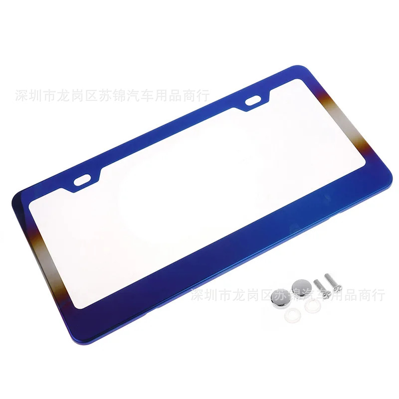 Cross-Border Amazon Ebay Popular Car American Standard Spray Plastic Black License Plate Frame American Standard Stainless Steel License Plate Frame