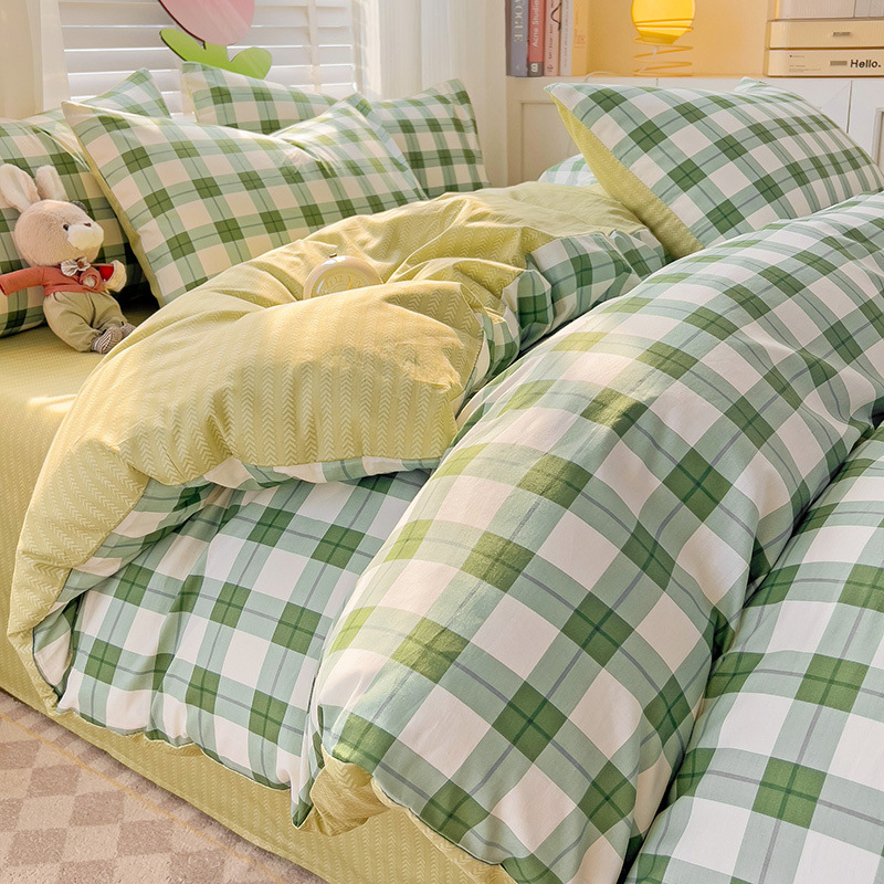 Ropa de cama de algodón americano de cuatro piezas Invierno 100 sábanas de algodón Funda de edredón Funda de edredón Juego de tres piezas 2025 Nuevo 4