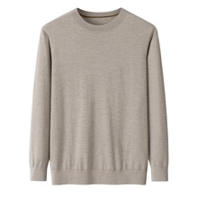 鄂尔多斯市产100纯山羊绒80支4股圆领套头商务百搭薄款羊绒毛衣男