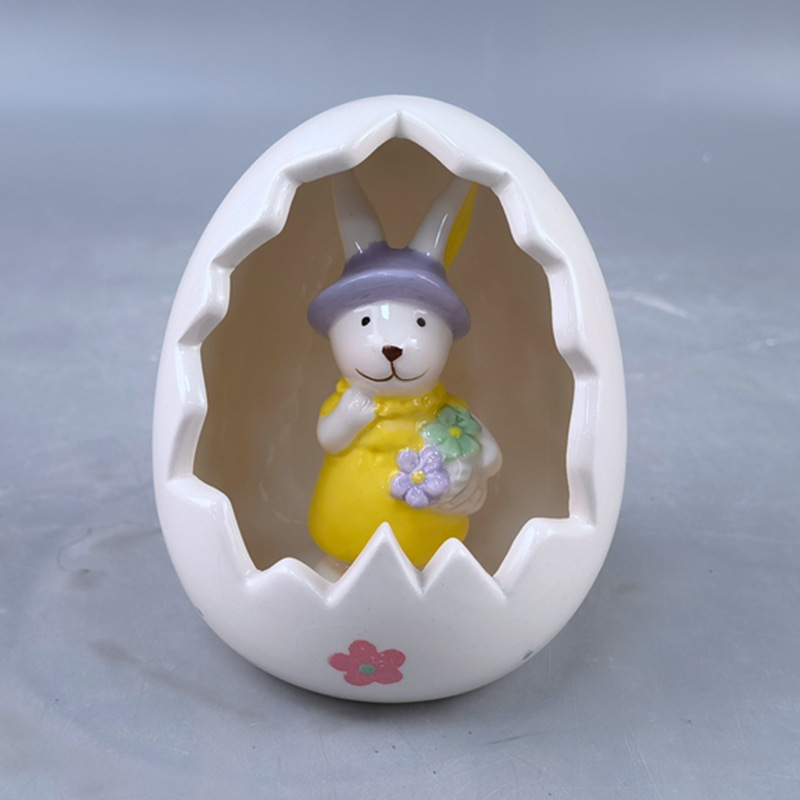 Pascua nuevo estilo decoración de escritorio para el hogar de estilo europeo cáscara de huevo linda maceta de cáscara rota conejito decoración del hogar decoración