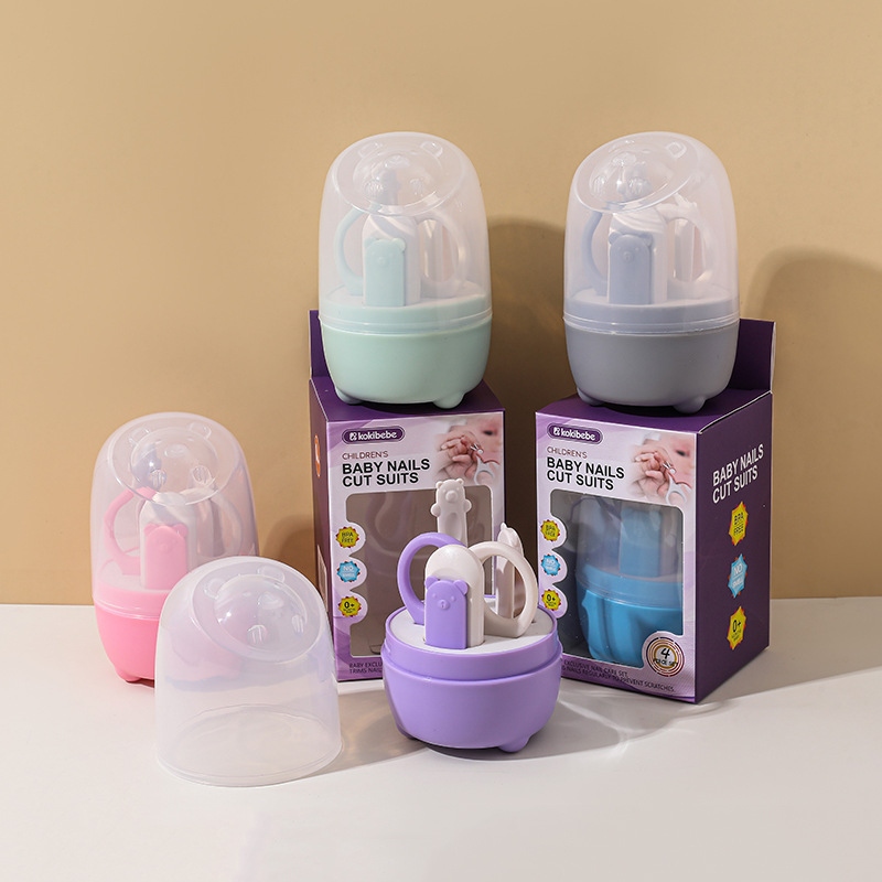 Set de Cortaúñas para Bebé de 4 Piezas de Plástico y Acero Inoxidable, para Cuidado de Bebés