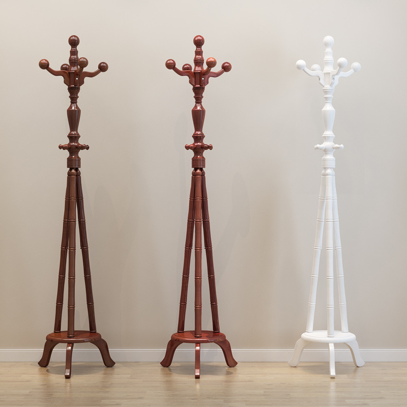 Solid Wood Coat Rack Floor-Standing European-Style Clothes Rack Bedroom Coat Rack Pastoral Fashion Creative Clothes Rack Simple Clothes Rack