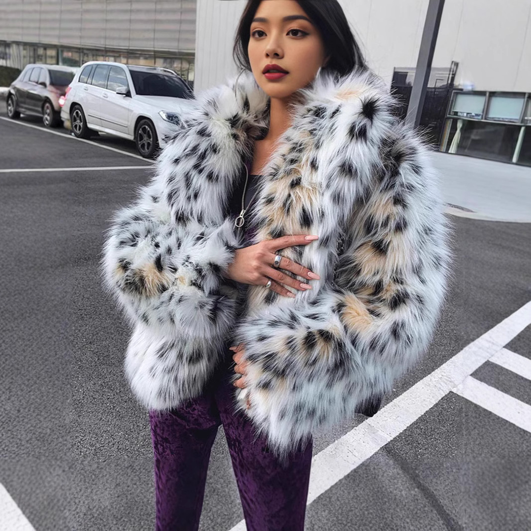 2024欧美秋冬新款狐狸毛皮草外套女短款气质名媛毛毛大衣仿皮草