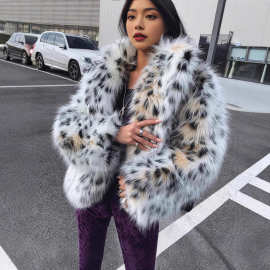 2024欧美秋冬新款狐狸毛皮草外套女短款气质名媛毛毛大衣仿皮草