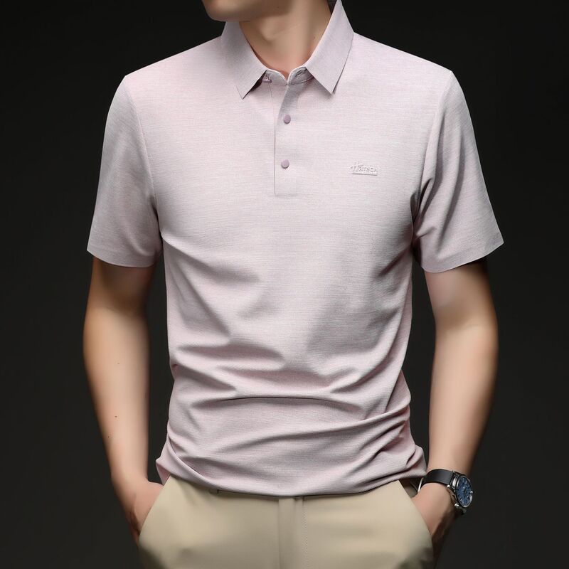 Summer New Men's Turn-down Collar Business Casual Fashion Breathable Seamless Short Sleeve Polo Shirt Men's Clothing
