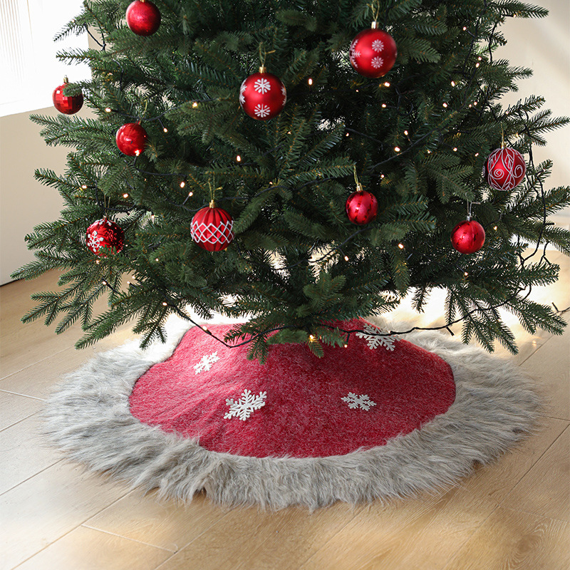Nueva falda de árbol de Navidad decoración de fondo de árbol borde de peluche empalmado redondo falda de copo de nieve de árbol de decoración de Navidad