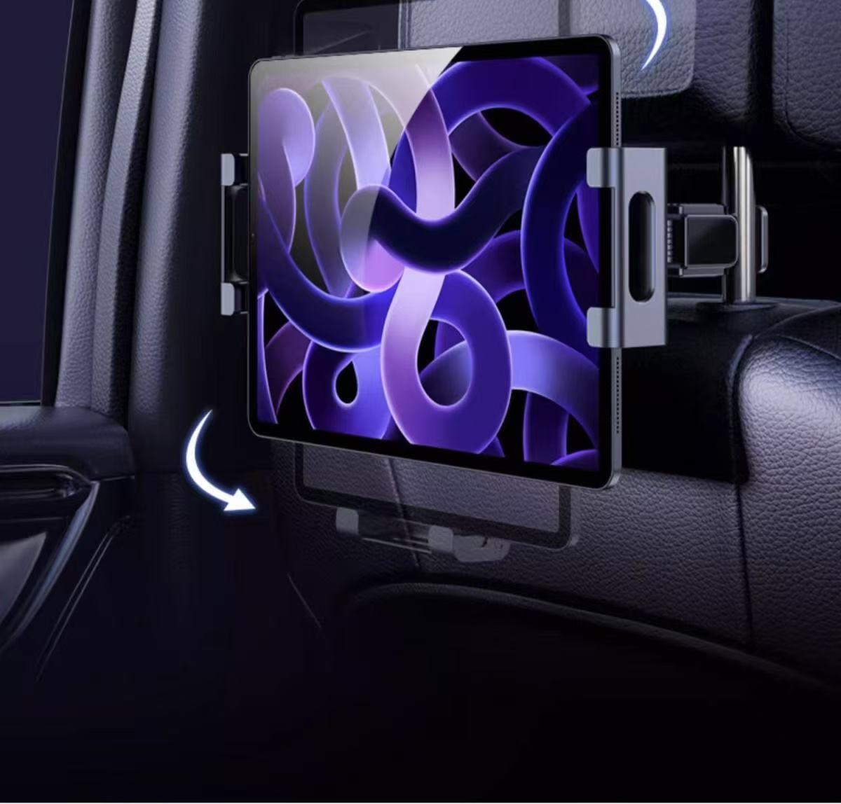 Car Backseat Tablet Phone Holder, Rear Seat Backrest Rotatable iPad Support Stand, In-Car Tablet Holder