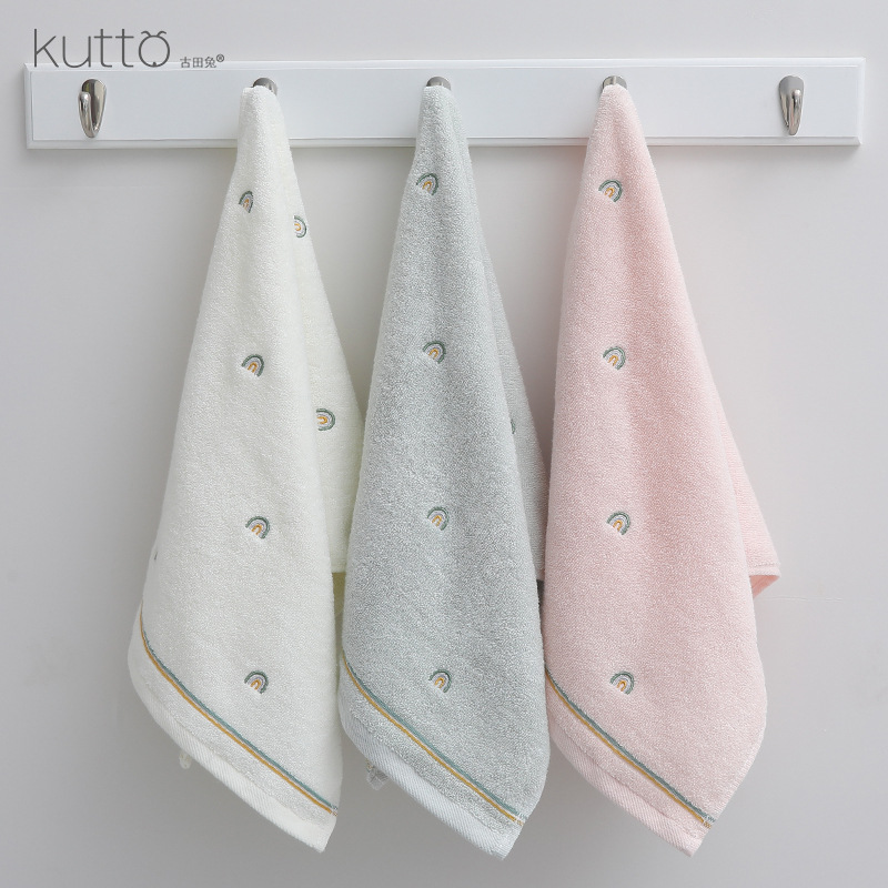 New products Furuta Cartoon Embroidery fresh Cotton Plain colour household Washcloth soft Skin-friendly adult Wash one's face towel