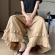 2025 plus size Summer Ruffled Wide Leg Pants Skirt Chubby Pear Shaped Body Slimming Loose Cropped Pants Skirt