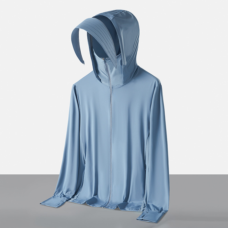 Hombre y mujer desmontables chaqueta protector solar hielo anti-UV al aire libre chaqueta de piel logotipo impresa