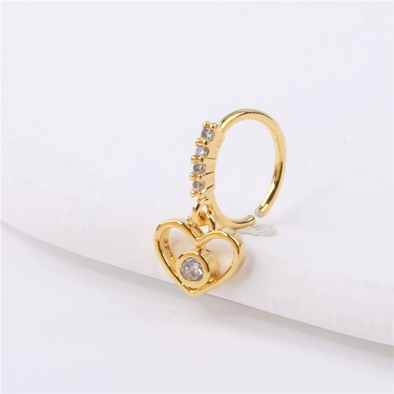20 г европейские и американские женщины кулон кольцо в нос 18 К прокол носа Сердце Циркон кольцо в нос кулон хрящ серьги подвеска
