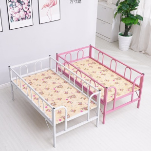 Children's Folding Bed with Guardrails for Boys and Girls, Princess Bed, Baby Widened Single Spliced ​​Iron Bed, Simple Bedside Bed