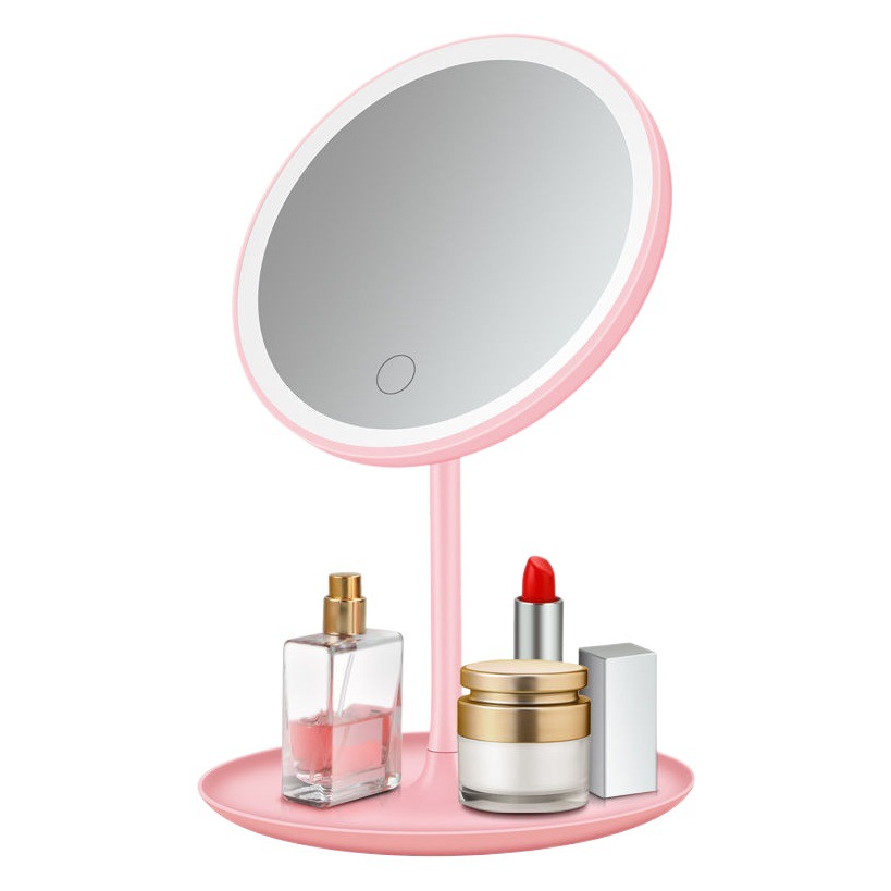 Espejo de Maquillaje LED de Escritorio para Mujer, con Luz de Relleno, Espejo Pequeño para Hogar y Oficina, Espejo de Vanidad Portátil con Soporte