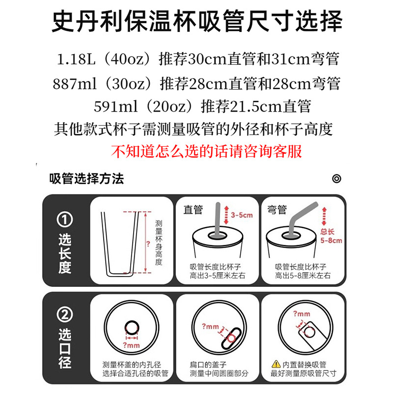 Accesorios para vasos de agua de 30cm pajita de vidrio Stanley resistente a altas temperaturas taza de hielo taza termo más largo