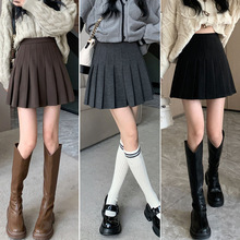 实拍毛呢百褶裙女A字半身裙秋冬2025年新款韩版显瘦学院风短裙