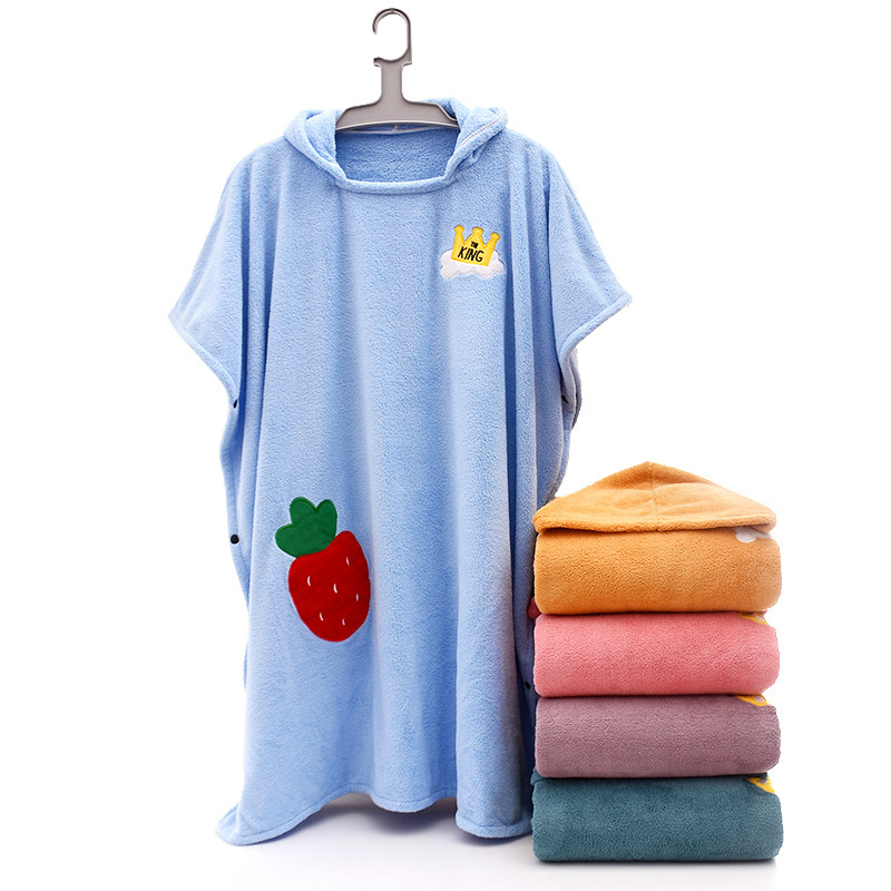 Coral fleece adult wearable bath towel women hooded cape bathrobe soft absorbent household bath towel bath towel wholesale