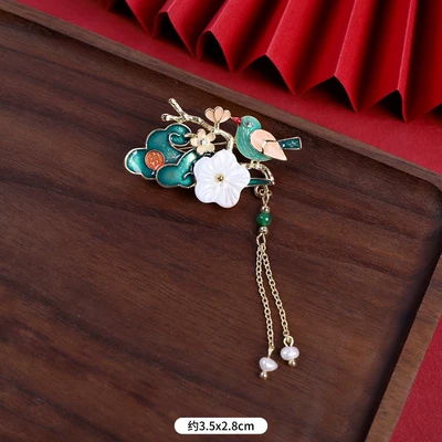 Yaxa sancaqları Brooch Shell Flower Peacock - 3-xiangyun-xi-shangmei-zhi