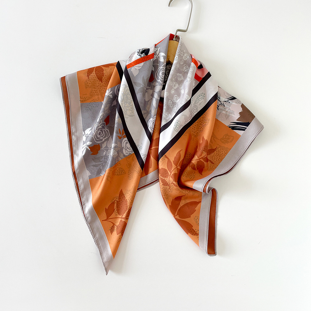 Silk Scarf For Women 70cm Square Twill Double Sided Printed Fashionable Professional Collar Shawl_voghion.com
