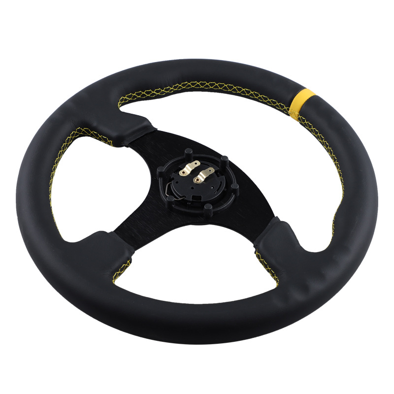 Cross-Border Best-Selling Omp Car Modified Racing Steering Wheel, Universal 13inch Genuine Leather Personalized Racing Steering Wheel
