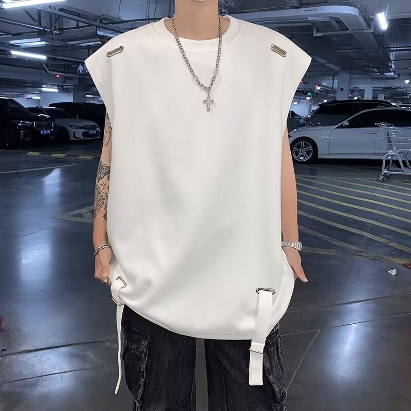 American High Street Sleeveless T-Shirt Men's Summer New Design Niche Couple Vest Trendy Heavy Top