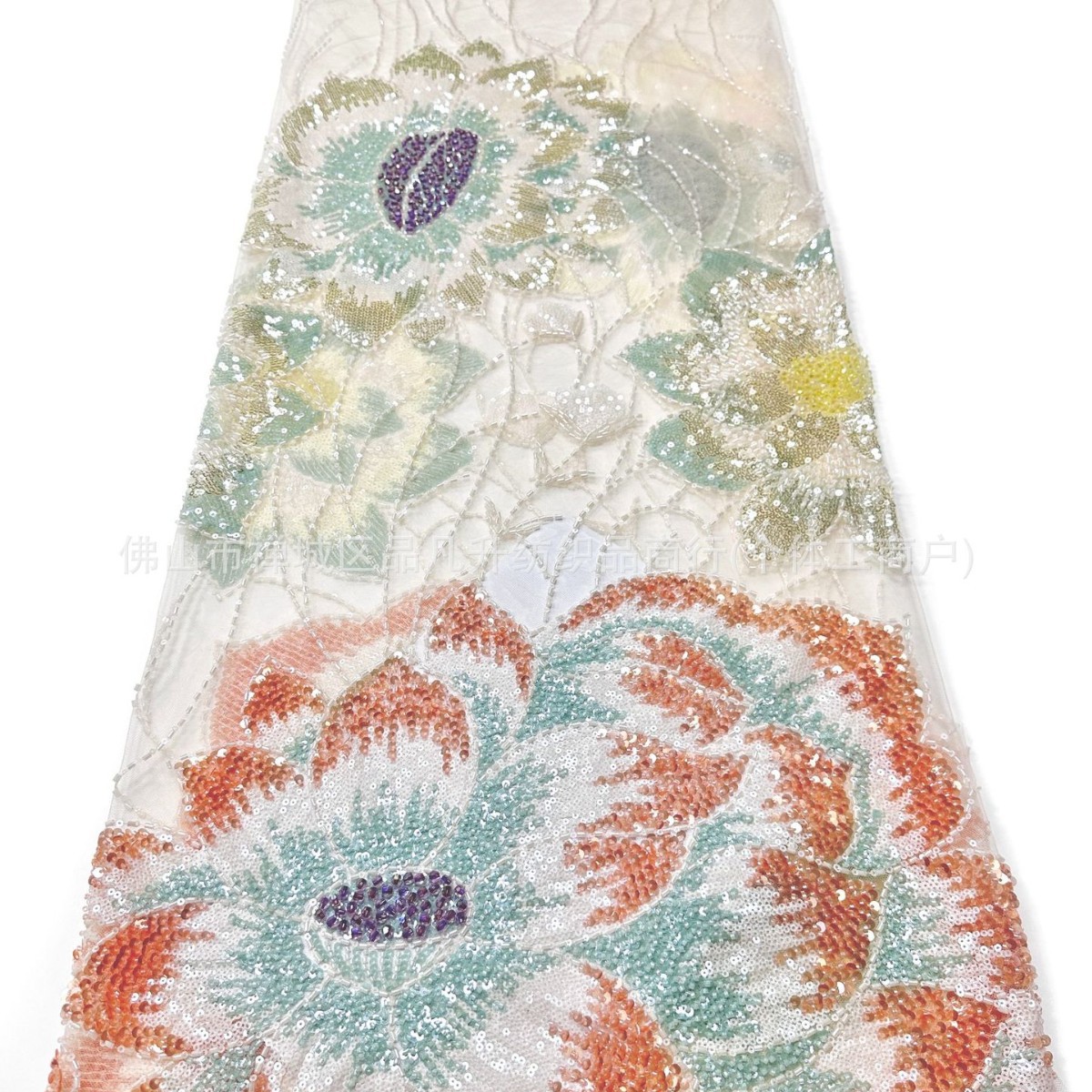 Fabricantes de palacio viento cuentas bordadas tela lujosa alta sensación de hombro vestido de noche ropa de moda tela