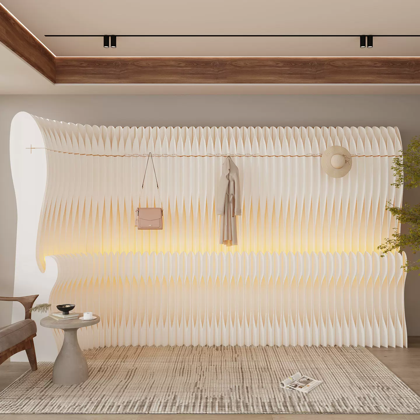 纸艺屏风隔断客厅玄关办公室房间遮挡隔墙直播间可折叠移动背景墙