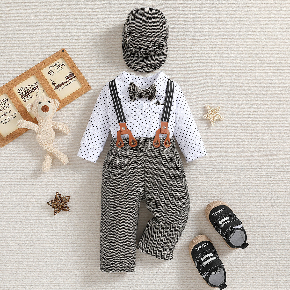 SAMGAMIBABY Set da uomo per bambini primaverili e autunnali, vestito per neonati di un anno, vestiti a maniche lunghe, pantaloni con cinturino, cappello_voghion.com