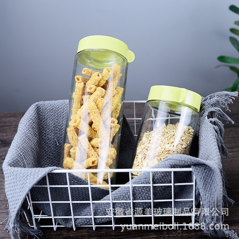 Frasco de almacenamiento de vidrio tarro de comida traje sellado té Almacenamiento de dulces Frasco de almacenamiento Cocina granos especias tarro