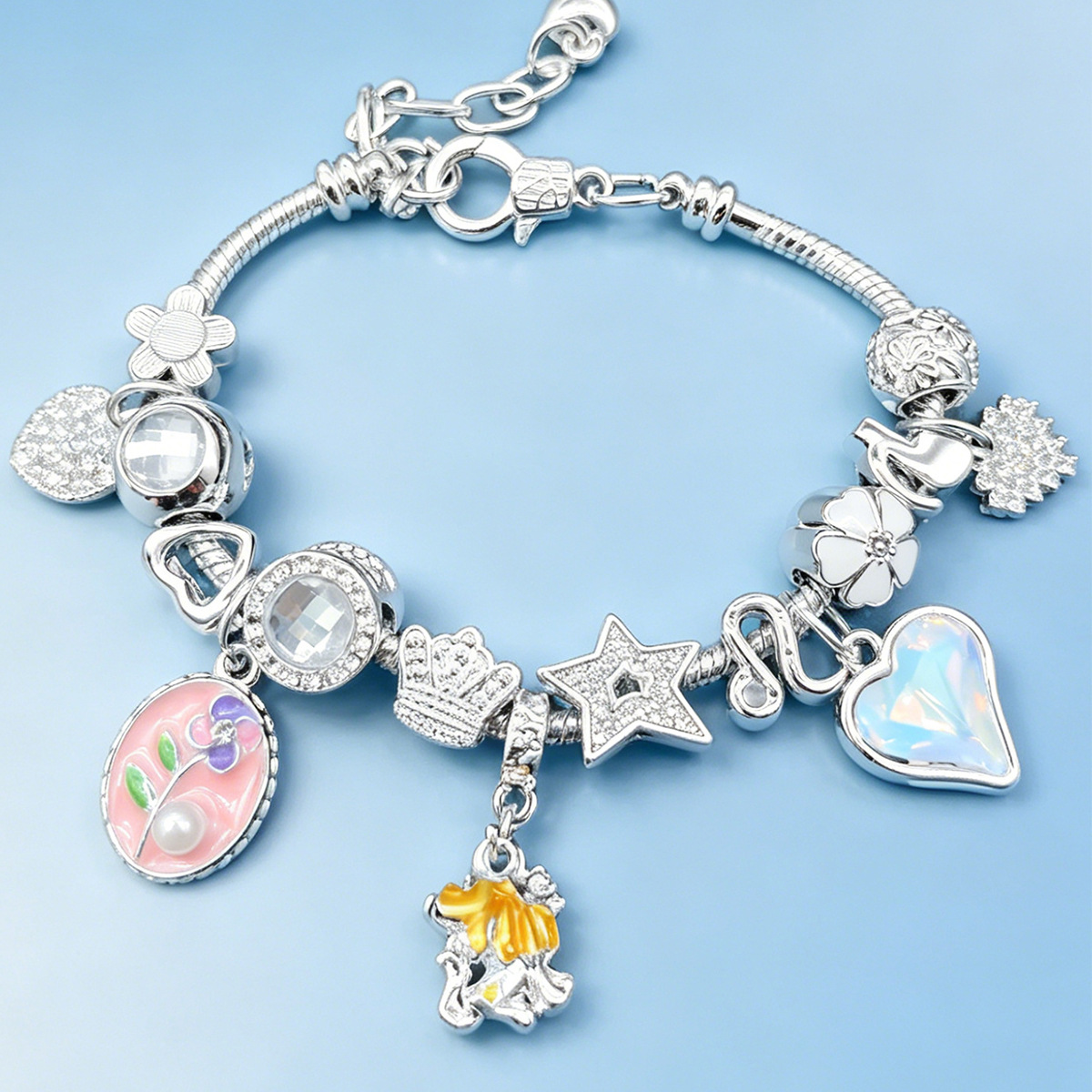 Brazalete Panjia DIY doce signos Brazalete diamante amor pentagramas árbol de la vida cuatro hojas joyas de moda