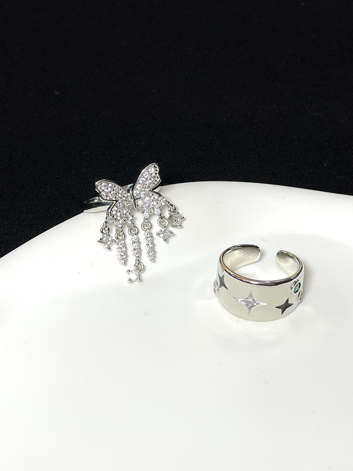 10g Weight Rhinestones Inlay Material Open Rings Classification Adjustable Ring Size 1 Piece Quantity Daily, Street Occasion Copper Material Geometric Pattern Women's Gender Plating, Inlay Design Sweet, Cool Style Style Wholesale Sweet Cool Style Geometric Copper Plating Inlay Rhinestones Open Rings 10