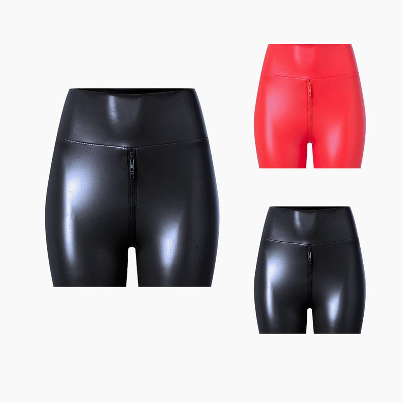 Cross-Border Amazon Wish European and American Leather Shorts Tight-Fitting Women's Pu Imitation Leather Matte High-Waisted Sexy Pants Sexy Pants