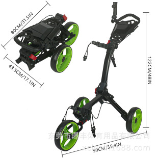 Golf Trolley Adjustable Handle Folding Multi-Functional Three-Wheel Aluminum Alloy Golf Cart Hand-Pushed Golf Bag Cart