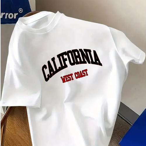 New summer G 200 shirt, American three-book retro T-needle loose short-sleeve print, white fashion brand, 100%