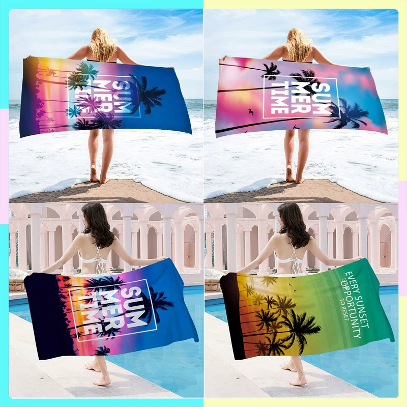 Прямоугольное пляжное полотенце в тропическом стиле трансграничное Горячая Распродажа Пот Протрите солнцезащитный козырек из микрофибры банное полотенце быстросохнущее спортивное полотенце