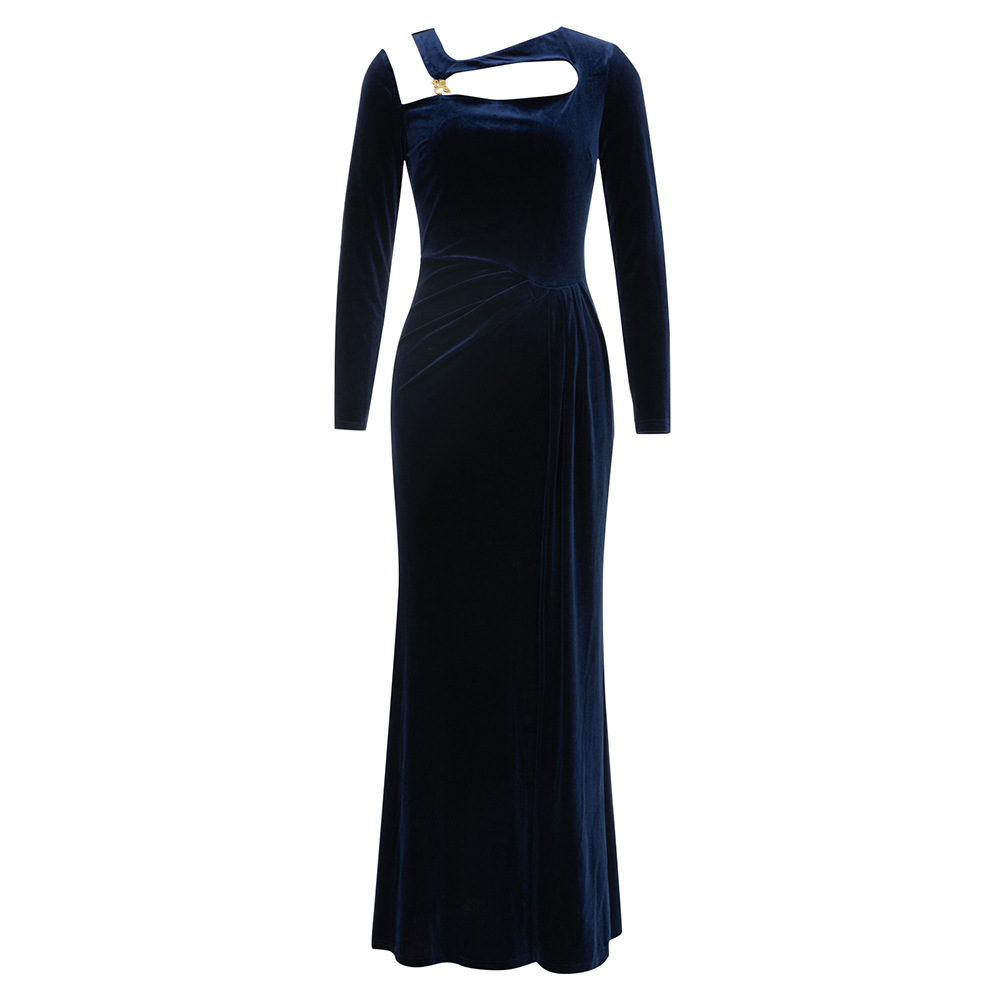 Minimalist Hollow Out Cutout Slim Fit Long Sleeve Split Dress Party Dress