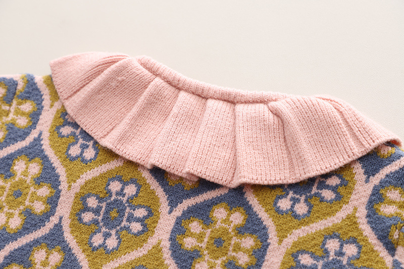 Mädchen pullover kleid, herbst und winter neue jacquard stil, gestrickte zwei-stück set, baby mädchen reverse ausschnitt, lange_voghion.com